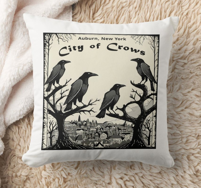 City of Crows throw pillow